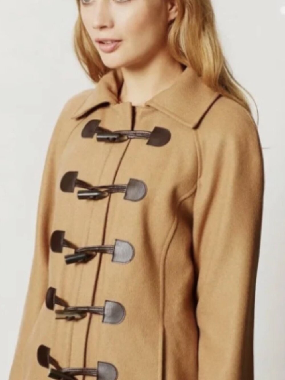Anthropologie Camel Cape with Removable Faux Fur Trim 60% Wool